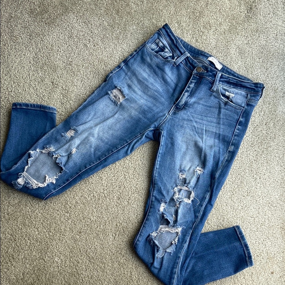 🪷KanCan Women's High-Rise Blue Distressed Skinny Jeans Size 28